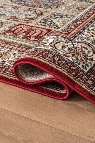 Cotto Home Fesane Fn005r Bordo Pamuk Taban Afgan Desenli Salon Oturma Odası Halısı