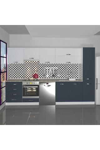 Decoraktiv Elite 325yq Ankastre Fırın Modüllü Mdf Hazır Mutfak Dolabı - Tezgah Dahil - Antrasit - Buz Gri Diğer