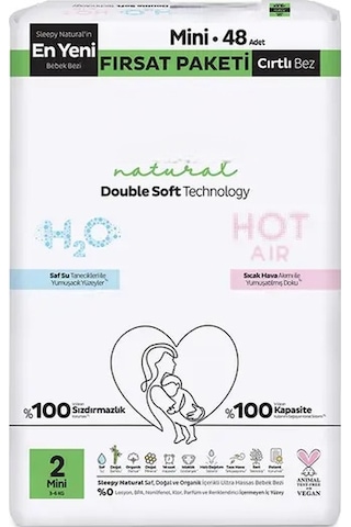 Sleepy Natural Double Soft Bebek Bezi Fırsat Paketi 2 Beden 48 Adet Agc Standart