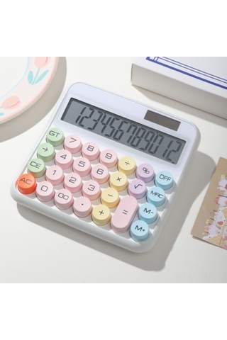 Aubyhe Güneş Paneli Ve Çift Kaynaklı 12 Haneli Hesap Makinesi - Geniş Lcd Ekran, 15 Eğimli Görünüm, Büyük Tuşlar, Beyaz Aaa Pil Gereklidir Beyaz