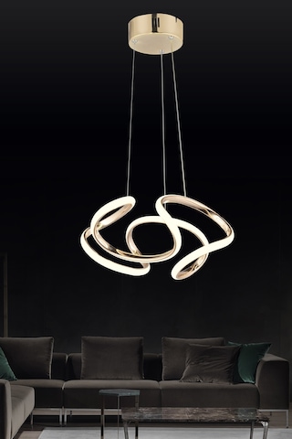 Ld 016 Topsuz Model Gold 3 Renkli Salon Ve Oturma Odası İçin İdeal Alüminyum Avize, 35x70 Gold