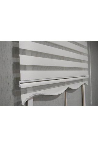 Bambu Beyaz Zebra Perde Etek Dilimli Alüminyum Kasa Beyaz 10 x 100