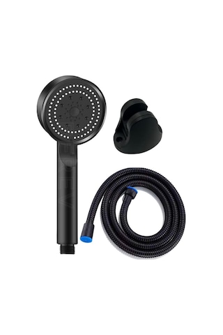 Qflgq 5 Fonksiyonlu Yüksek Basınçlı Duş Başlığı Mafsalı 150 Cm Siyah