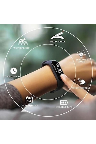 6 Renk Led Dijital Saat Dokunmatik Ekran Bilek İzle Bilezik Spor Rahat Elektronik Saat Spor Saat