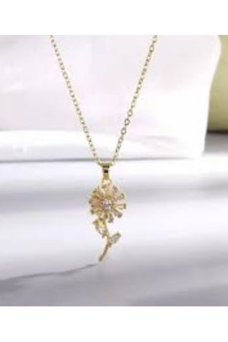 Stainless Steel Çelik Kolye Gold Papatya 40 Cm+5 Cm