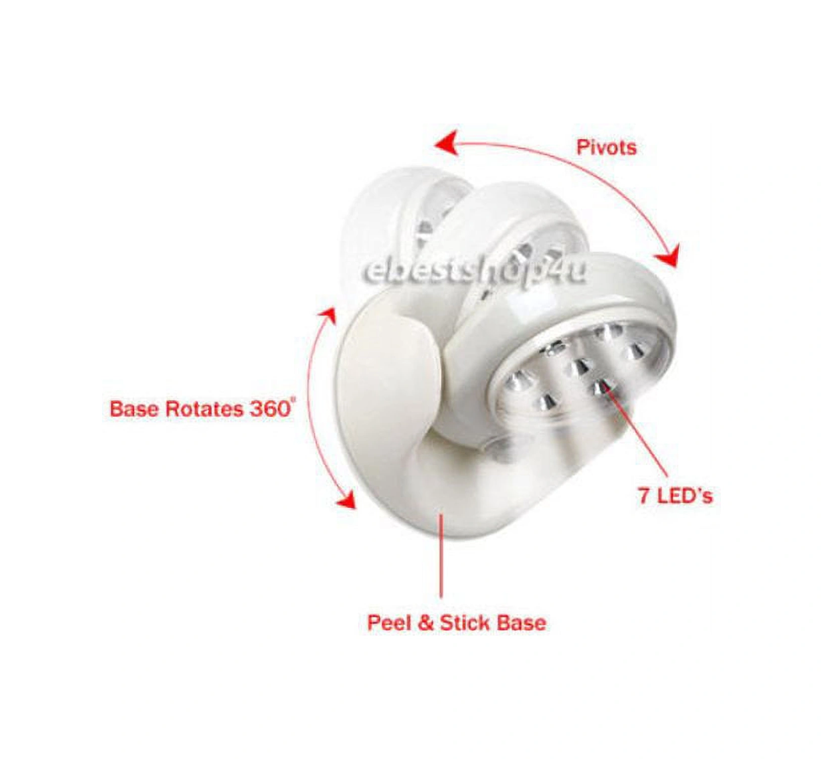 Yunboo Kablosuz Pilli Hareket Sensörlü Led Işık, 360 Döner Taban Ve 180 Pivot Kafa, Ultra Parlak Işık, 30 Saniye Süreyle Otomatik Açılma, 100.000 Saat Ömür Beyaz