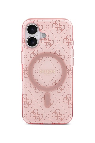 Apple Uyumlu iPhone 17 Kılıf Guess Lisanslı M-safeli Iml Baskılı Klasik Logolu 4g Desenli Kapak Pembe Pembe