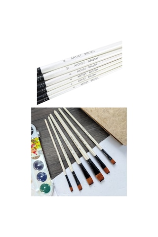 Bomeijia Akrilik Suluboya Yağlıboya Düz Uçlu 6 Parça Resim Fırçası