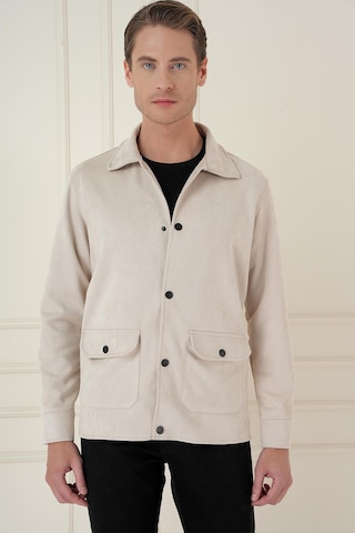 Comfort Fit Mono Yaka Kapaklı Cep Casual Taş Ceket C 699 Taş