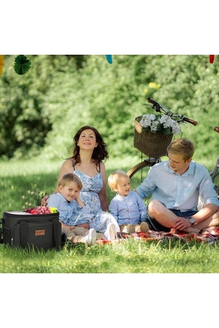 Fortunelane 15l Isı Yalıtımlı Çanta, Leakproof Su Geçirmez 600d Oxford Bezi, Ofis & Piknik İçin Taşınabilir Besin Çantası - Siya Siyah