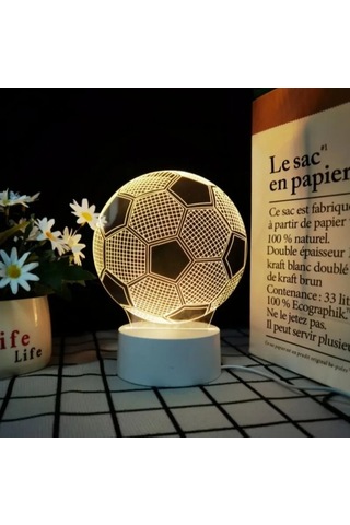 Fortunelane Küçüklerin Odası İçin Futbol Desenli 3d Led Gece Lambası - Dokunmatik, 3 Renk Ve Parlaklık Ayarlı, Usb Beslemeli, Güv