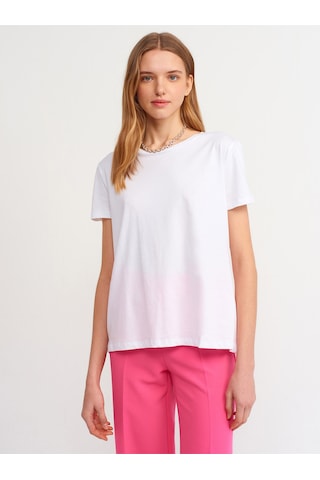 Dilvin Kadın Bisiklet Yaka Beyaz T-shirt - 101a03471