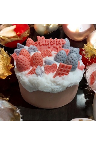 "sevimli Doğum Günü Pastası Şeklinde Soya Mumu - Dekoratif Mum