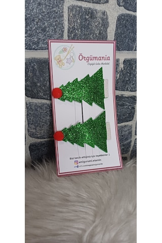 Örgümania Çıtçıtlı Toka- Eva Yılbaşı Tokası- Yılbaşı Ağacı Yeşil
