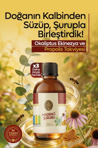 Madenci Şurubu Okaliptus Ekinezya Propolis Ekstreli Bitkisel Şurup 350ml