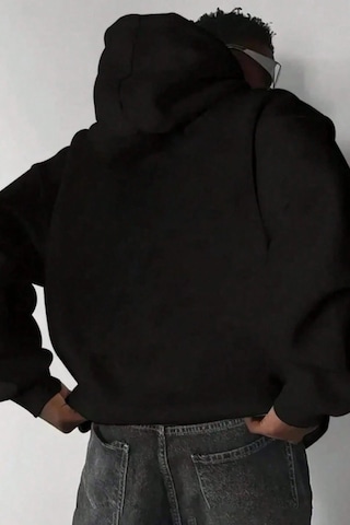 Tarz Cool Regular Kapüşonlu Sweatshirt Erkek Unisex 3 İplik Şardonlu %100 Pamuk Basic Hoodie Siyah