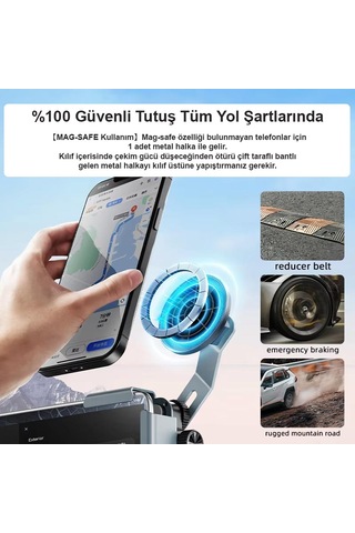 Ga92 Mag-safe Ekran Üstü Elektrikli Araç Telefon Tutucu 1,7 Cm Kadar Tüm Ekranlar Araba Notebook Monitör Tamamı Metal Kasa -