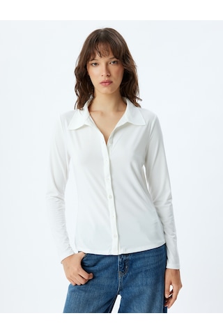 Koton Slim Fit Basic Gömlek Uzun Kollu Beyaz 5wak60005ek Beyaz