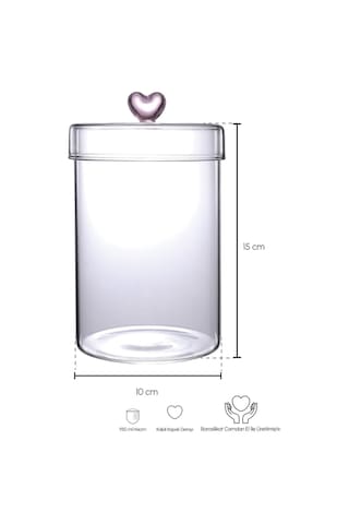 Hearts 950 Ml Borosilikat Cam Kavanoz 10x15 Cm Seffaf Şeffaf