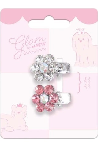 M-pets Glam Çiçekli Kedi Ve Köpekler İçin Aksesuar Toka Pembe Beyaz Pembe