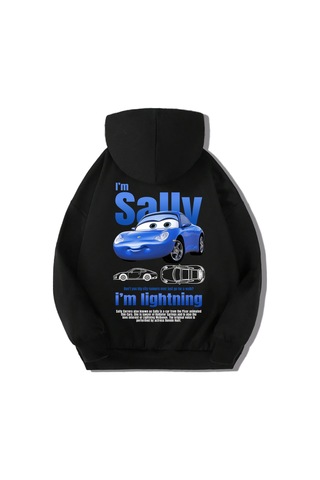 Brz Kids Unisex Çocuk Sally Arabalar Hoodie Siyah