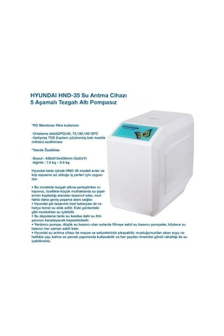 Hyundai Hnd-35 Su Arıtma Cihazı Pompasız