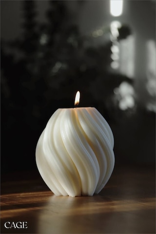 Dekoratif Büyük Spiral Kokulu Mum - Cage Candle Soya Wax 11x11 Cm Beyaz