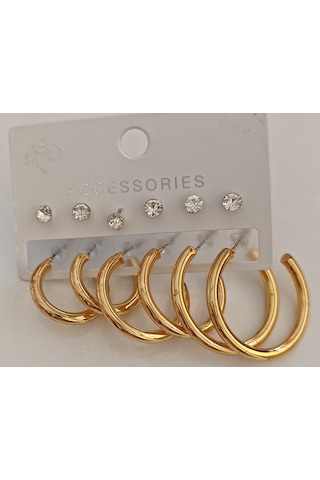 Çoklu Gold Ve Taşlı Küpe çok renkli
