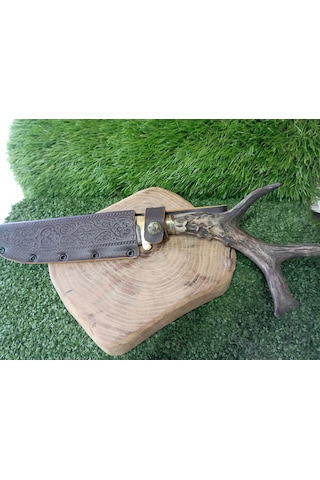 Tctknives Damascus Serisi El Yapımı Av Kamp Bıçağı Boynuz Kabzeli G Kahverengi