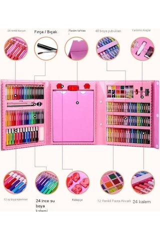 Çocuk Çizim Seti 196 Parça, Öğrenci Boya Fırçası Kırtasiye
