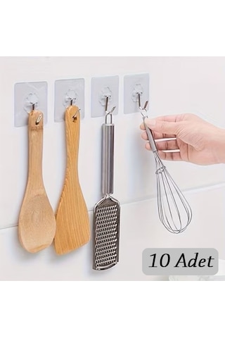 10 Adet Kendinden Yapışkanlı Şeffaf Askı