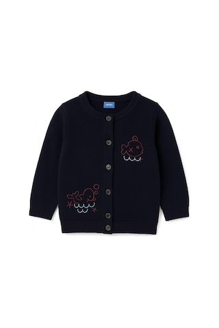 Balık Nakışlı Erkek Çocuk Hırka Lacivert