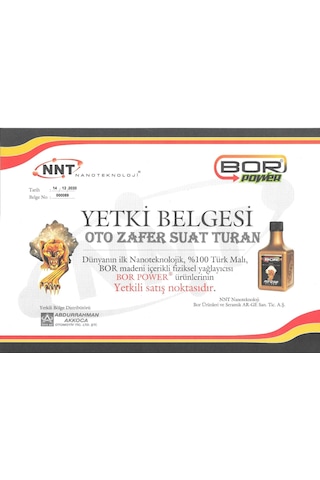 Bor Power Nnt Ms250 Motor Koruyucu Yağ Katkısı Onarıcı Nano Green