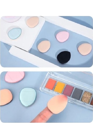 Melien Mini Üçgen Puf Parmak Makyaj Süngeri Pembe - Kahverengi 2'li