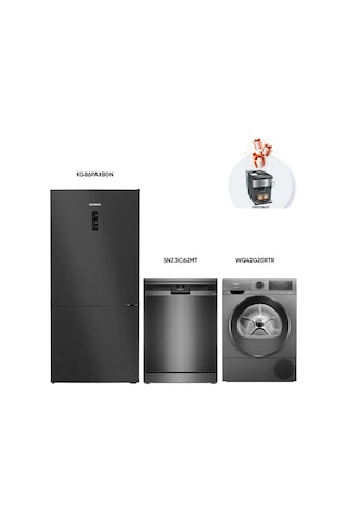 Siemens KG86PAXB0N  - SN23IC62MT -  WQ42G20RTR 3 Lü Çeyiz Paketi + TP517R03 Kahve Makinesi
