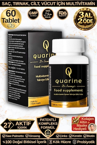 Dr.sammy's Quarine Saç,tırnak,cilt,vücut Vitamini Bitkisel Tablet 60 Tablet