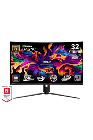 Msı 31.5 Mpg 321curx Qd-oled 3840x2160 Uhd 16:9 Curve 1700r Qd-oled 240hz 0.03ms Gtg G-sync Compatıble Gaming Monıtor