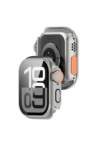 Caseonn Apple Watch Uyumlu Series 8 45mm Kılıf Watch Uyumlu Ultra Görünümlü Dönüştürücü Sert Bumper Kasa Starlight