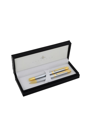 Steelpen Serra 800-4 Tükenmez + Dolma Kalem Krom Altın Diğer
