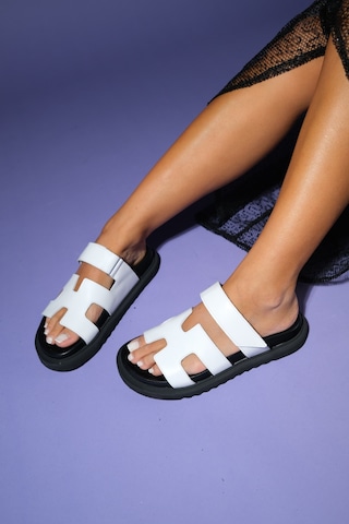 Luvishoes Luvi Shoes Morte Beyaz Cilt Hakiki Deri Kadın Terlik Beyaz