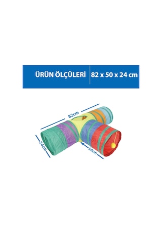 Herniks Üç Yollu T Şeklinde Katlanabilir Gökkuşağı Kedi Tüneli 82 CM