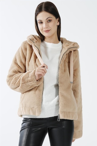 Only Kadın Onlvıda Kapüşonlu Peluş Mont 15260047 Bej Bej
