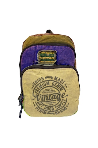Kaliteli Vintage Disayn Sırt Gezi Çantası New Patchwork 5017 Mor - Sarı