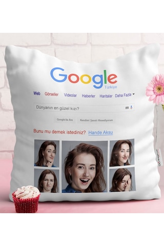 Kişiye Özel Google Fotoğraflı Dünyanın En Güzel Kızı Yastık-1