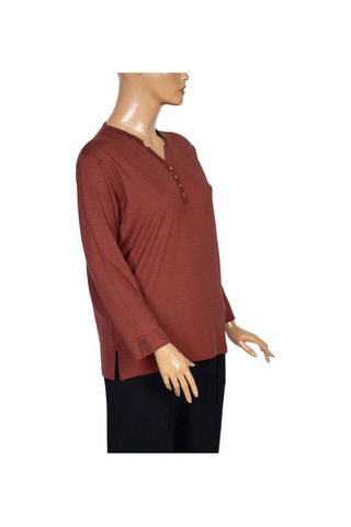 Cimariva Kadın Neval Büyük Beden V Yaka Taşlı Taba Bluz
