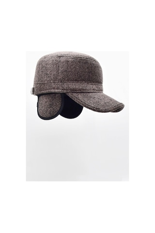 Külah Erkek Kulaklı Kışlık Şapka Kastro Kep Yünlü Outdoor Kasket - Kahve Kahverengi