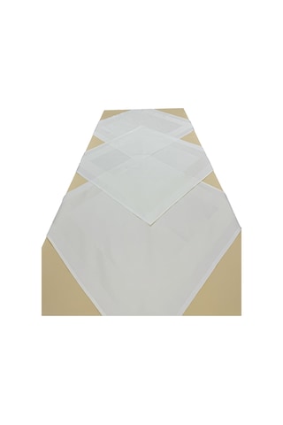 Krem 3 Adet 80cmx80cm,sarı 140cmx240cm Masa Örtüsü 4lü Set