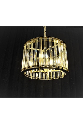 Beliz Gold Şeffaf Kristal 25lik Daire Salon Avize Altın