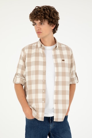 U.s. Polo Assn. Erkek Taş Gömlek Desenli 50288856-vr049 Taş