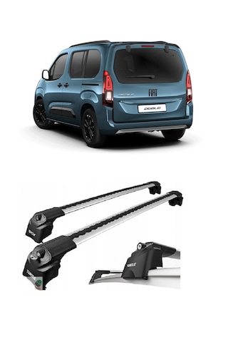 Fiat Doblo Turtle Air2 Ara Atkı Tavan Barı Port Bagaj 2023 Üzeri Uyumlu - Gri